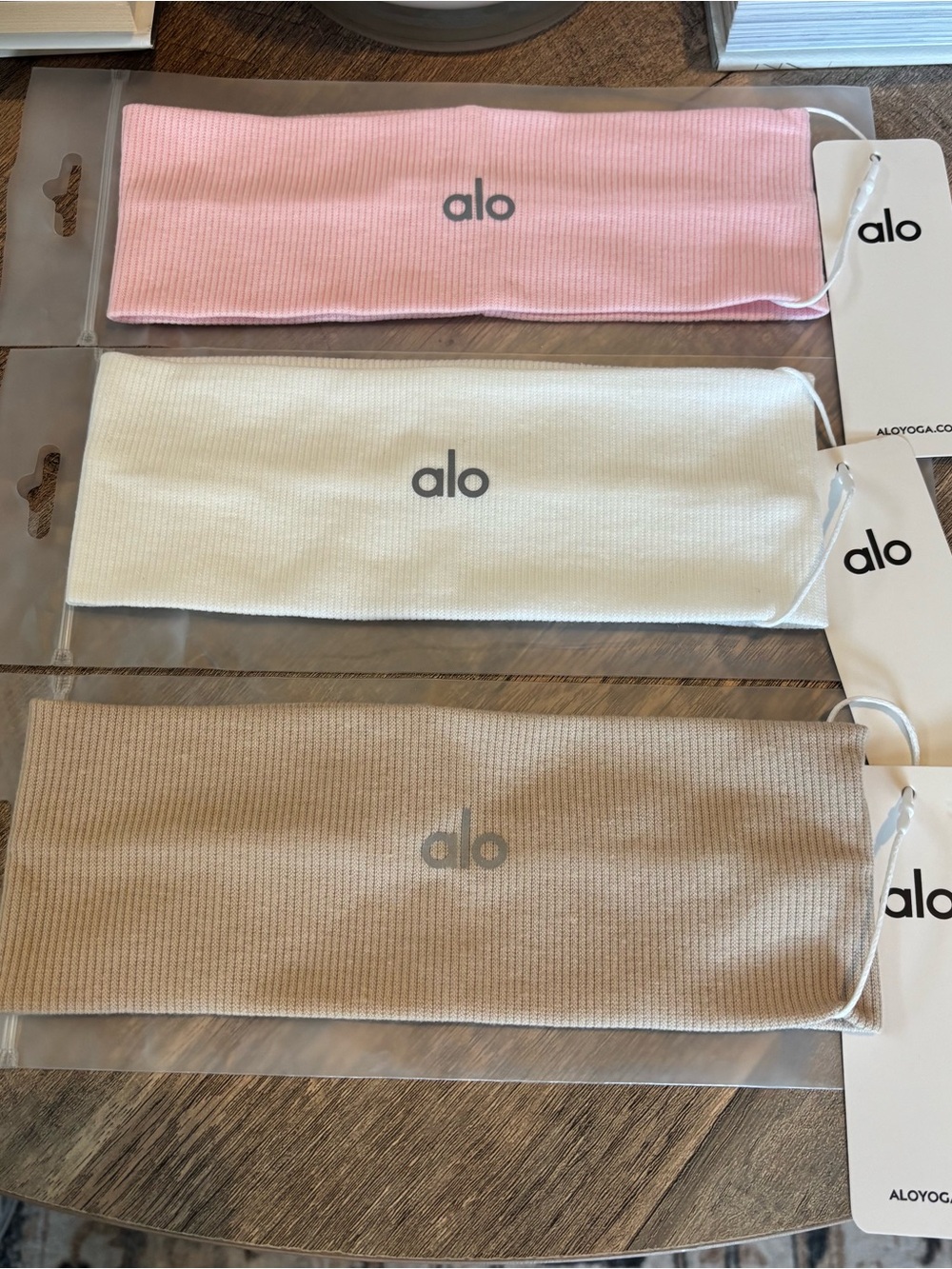 All Yoga Ribbed Headbands Set of 3 Pink, White, Beige
